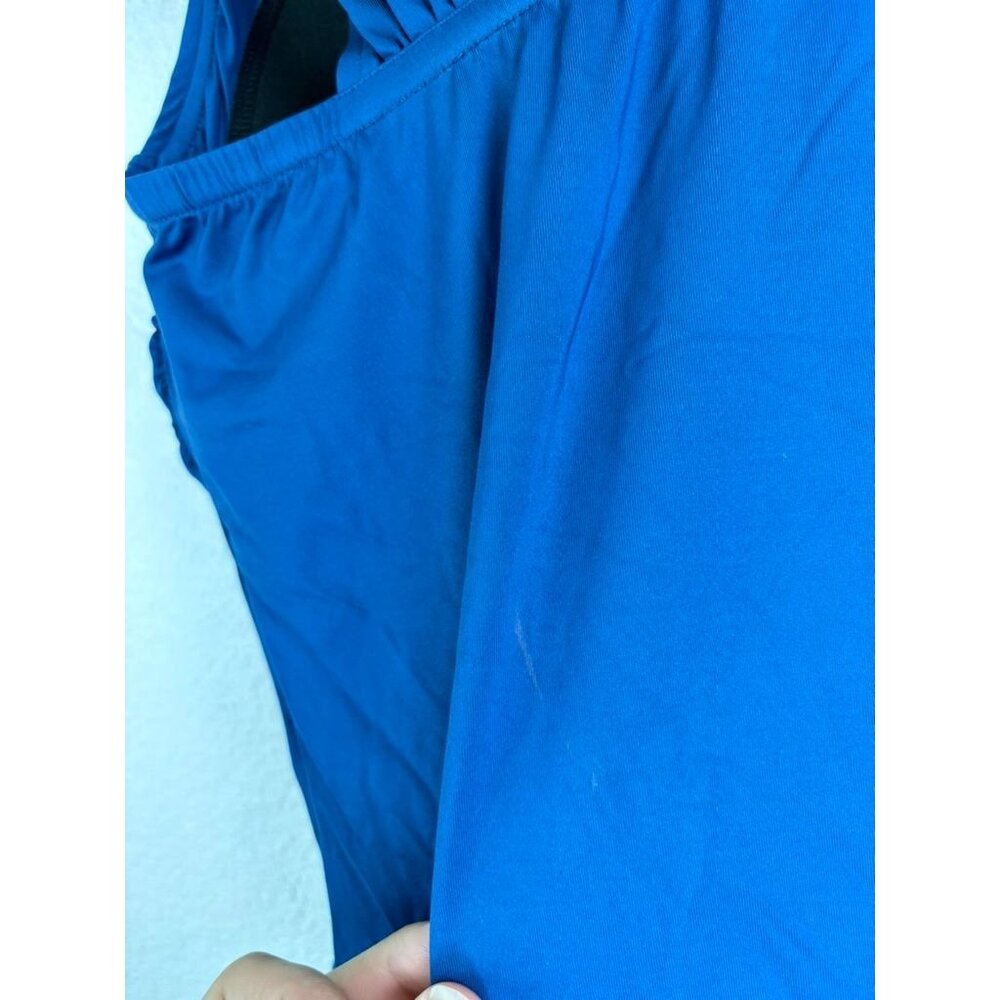 Badgley Mischka women's 8 blue Valentina one shoulder‎ one piece swim suit - Picture 5 of 10